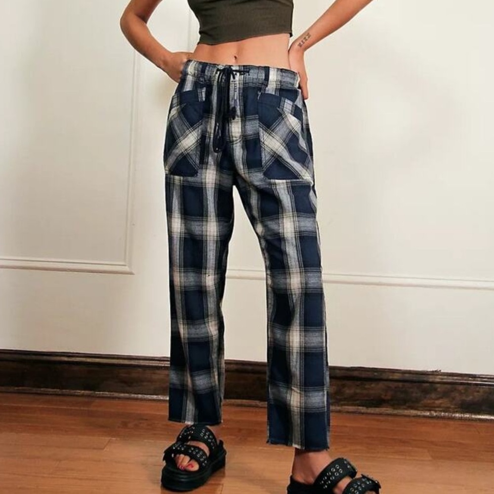 Free People Blue and White Pants